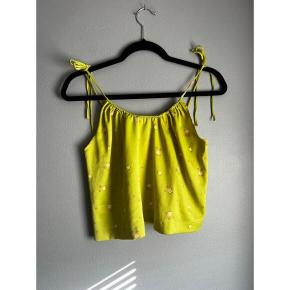 Urban Outfitters Women’s Sleeveless Green Floral Tank Tie Strap Size Small - Picture 1 of 7